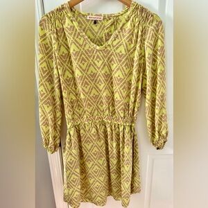 Rebecca Taylor Citron & Lilac Print 100% Silk Dress Size 8, excellent condition